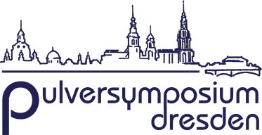 Skizze der Stadt-Skyline Dresden mit Schriftzug Pulversymposium darunter